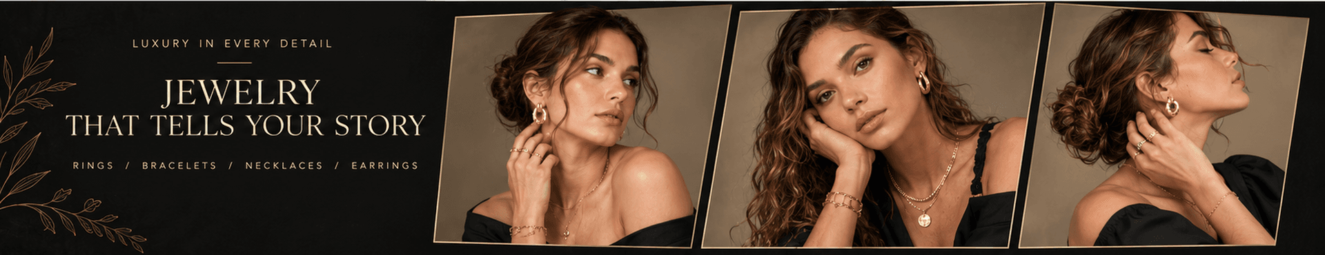Jewelry portraits in a warm, dark editorial setting