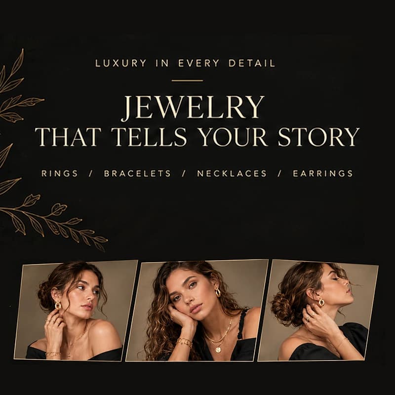 Jewelry portraits in a warm, dark editorial setting